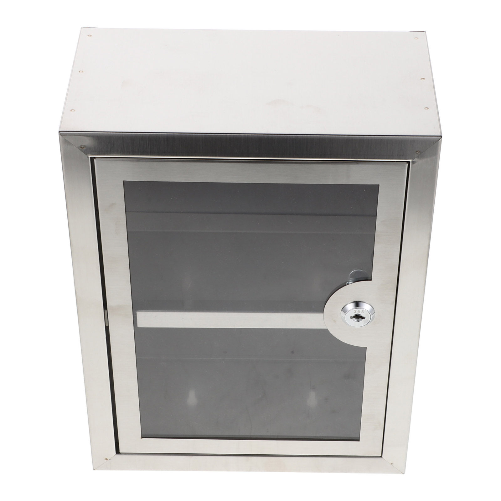 Medicine Cabinet Lock - ตู้เก็บของติดผนังโลหะแบบล็อคได้ สองชั้น สแตนเลส กล่องเก็บของขนาดเล็ก ประตูโปร่งใส พร้อมระบบล็อคเพื่อความปลอดภัย