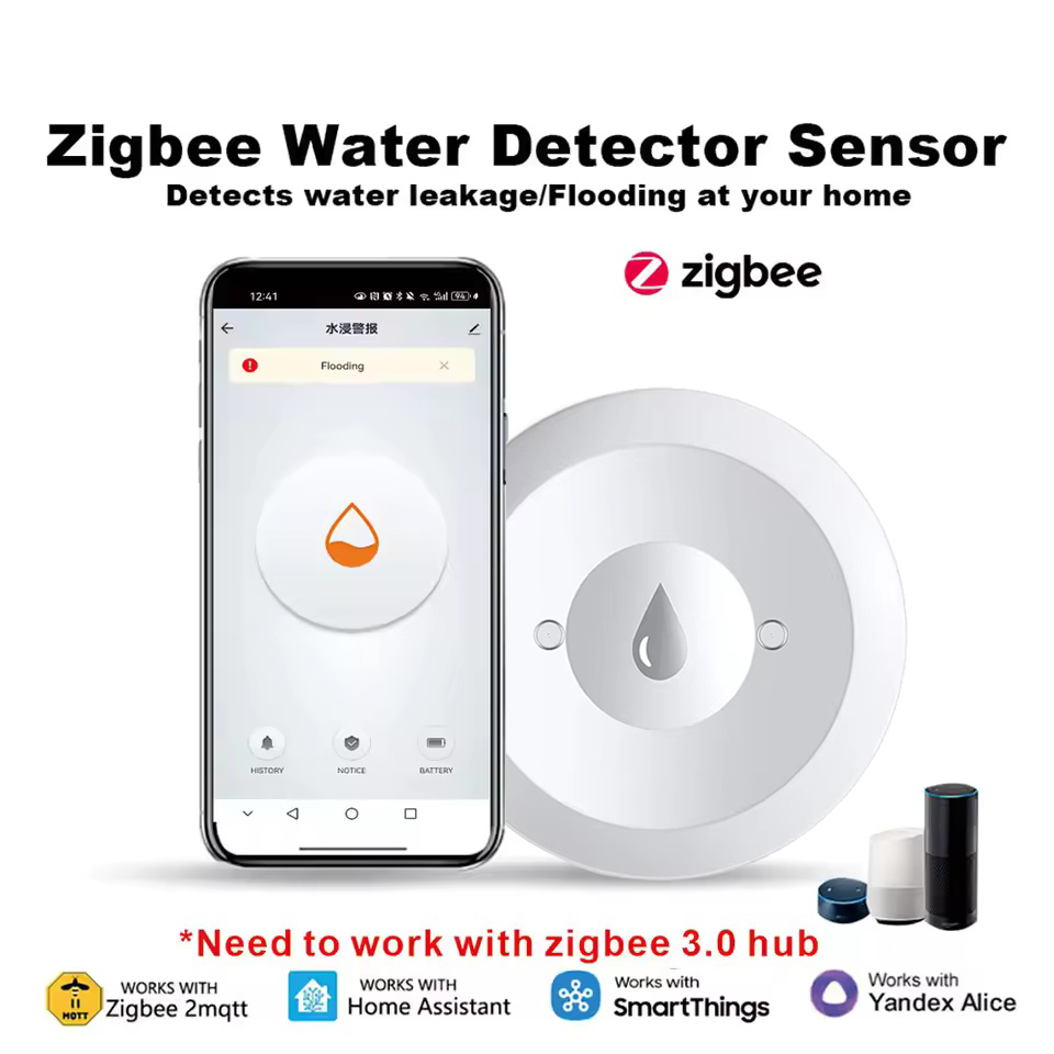 Water Alarm Sensor - ทำงานร่วมกับ Tuya ZigBee 3.0 เซ็นเซอร์ตรวจจับน้ำอัจฉริยะ เครื่องตรวจจับการรั่วไหลของน้ำ